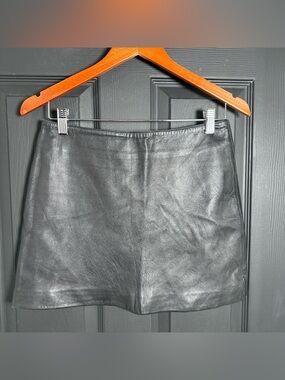 Arden B Vintage Black 100% Leather Mini Skirt